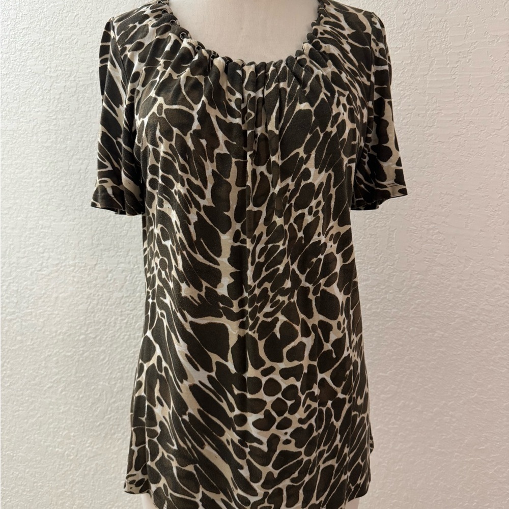 Laurel by Escada Vintage Animal Print Blouse Size 6 Designer Chic - Picture 2 of 13